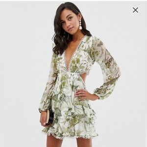 ASOS | NWT Long Sleeve Floral Embellished Cut Out Dress